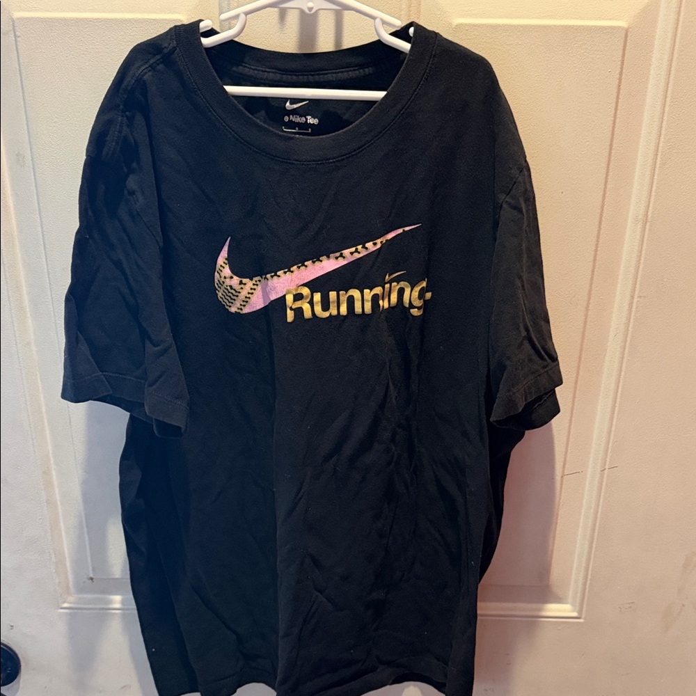 Nike Black T-Shirt with Pink and gold Logo